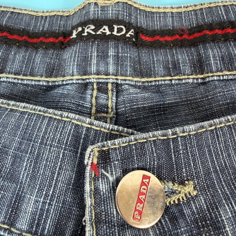 Prada Dark Blue Denim with Red Stitching